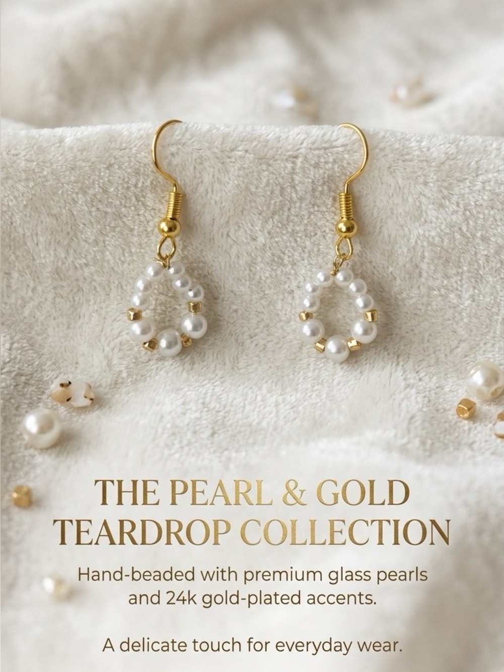 ❤️ Exquisite Pearl & Gold Teardrop Earrings - Gold Accent